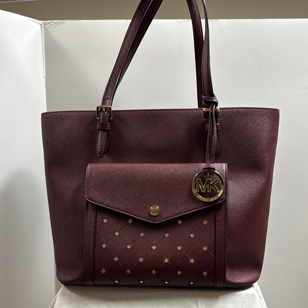 Michael Kors Brown Tote Bag with Gold Accents